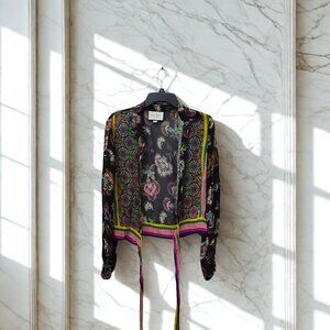 Alexis Sheer Printed Tie-Front Blouse – Size S